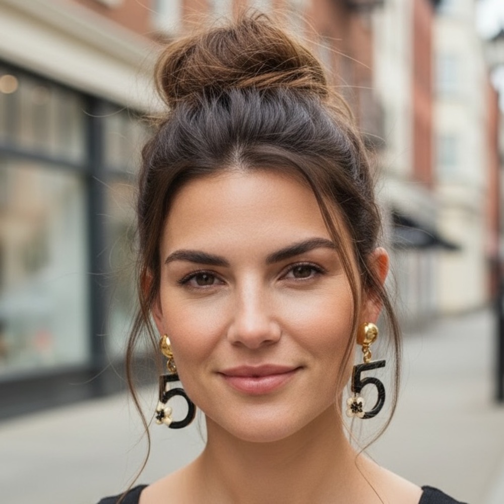 Black and Gold Number #5  Earrings